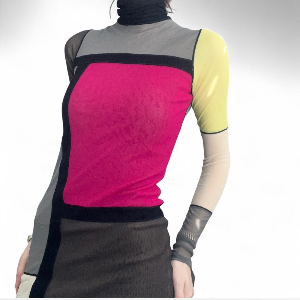 Fuzzi Midi Colorblack Mesh Dress with Lining